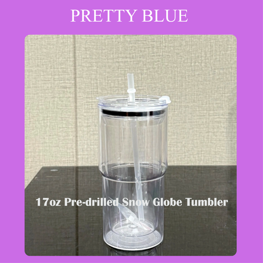 17oz Pre-drilled Snow Globe Tumbler Acrylic Snowglobe Bottle Cup with Hole & Plug Free Shipping (25PCS)