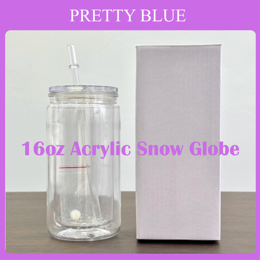 16oz Pre-drilled Acrylic Plastic Snowglobe Can Bottle Double Walled Cup Free Shipping (25PCS)