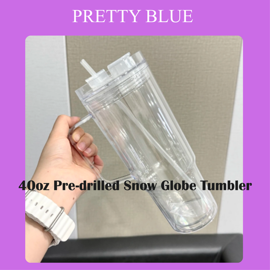 40oz Acrylic Snowglobe Tumbler Pre-drilled Tumblers Plastic Snow Globe Cup Free Shipping (12PCS)