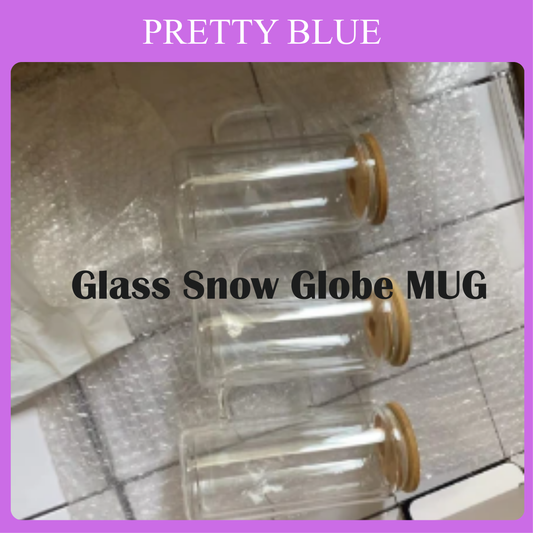 12 / 16 oz Sublimation Pre-drilled Snow Globe Tumbler Double Walled Glass Cup with Handle Free Shipping (25PCS)